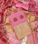 pink jacquard woven dress material