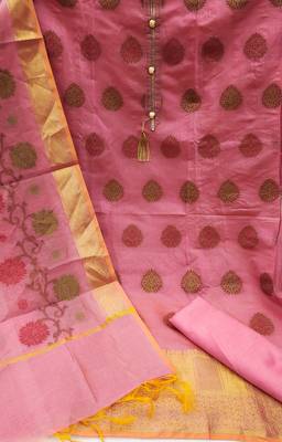 pink jacquard woven dress material 2