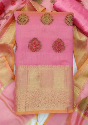 pink jacquard woven dress material 3
