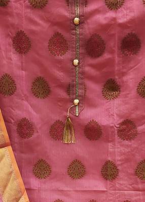 pink jacquard woven dress material 4