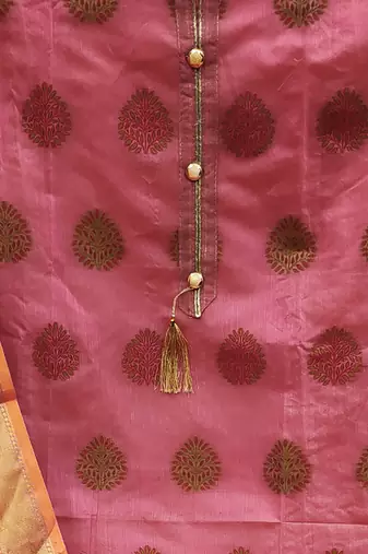 pink jacquard woven dress material
