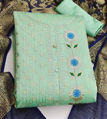light green cotton sequins dress material 3