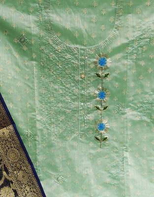 light green cotton sequins dress material 4