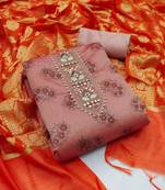 pink cotton hand embroidery dress material