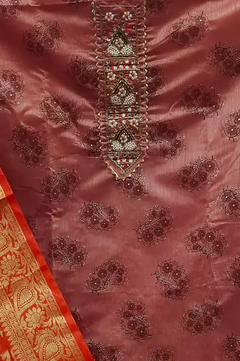 pink cotton hand embroidery dress material