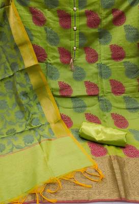 green jacquard woven dress material 2