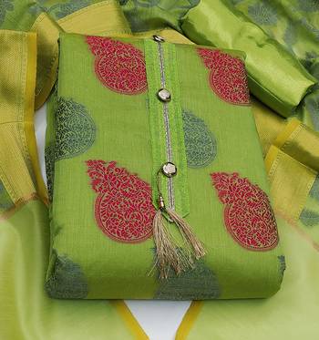 green jacquard woven dress material 3