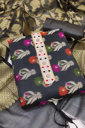 grey jacquard woven dress material