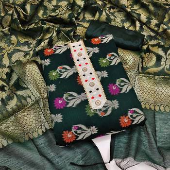 green jacquard woven dress material 1
