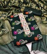 green jacquard woven dress material