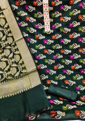 green jacquard woven dress material 2