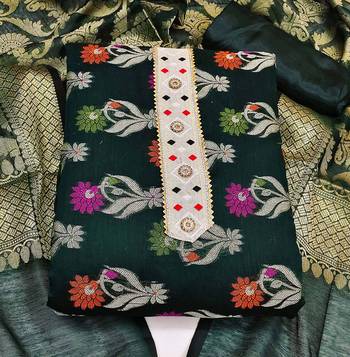 green jacquard woven dress material 3