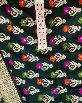 green jacquard woven dress material 4