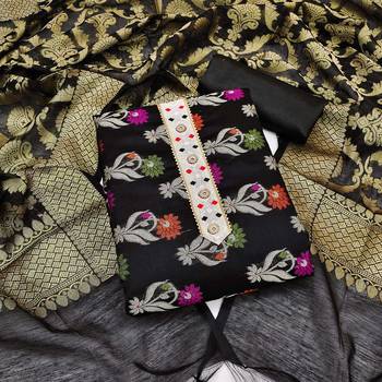 black jacquard woven dress material 1
