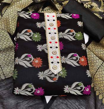 black jacquard woven dress material 3
