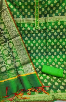 green jacquard woven dress material 2
