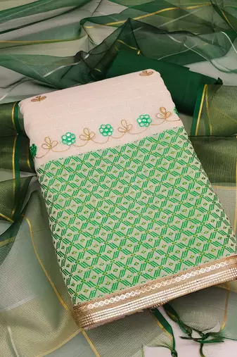 white cotton gota dress material