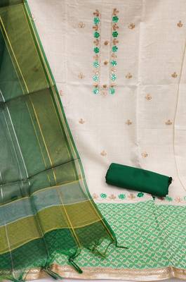 white cotton gota dress material 2