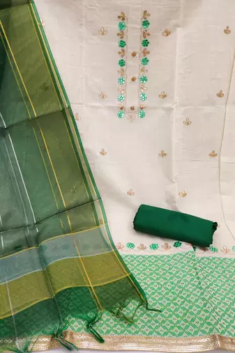 white cotton gota dress material