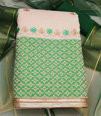 white cotton gota dress material 3