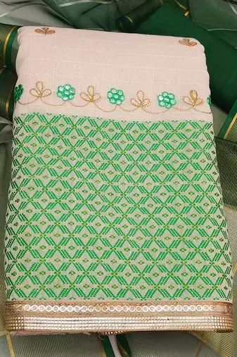 white cotton gota dress material