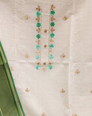 white cotton gota dress material 4