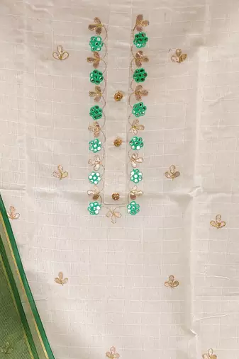 white cotton gota dress material