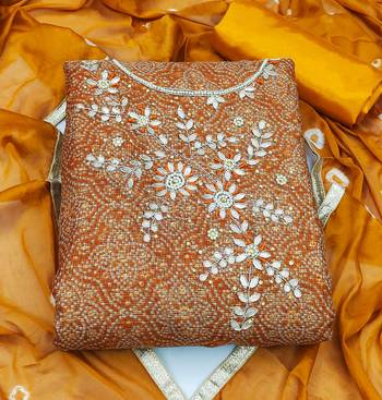 mustard cotton hand embroidery dress material 3