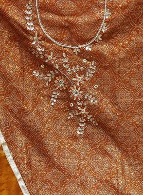 mustard cotton hand embroidery dress material 4