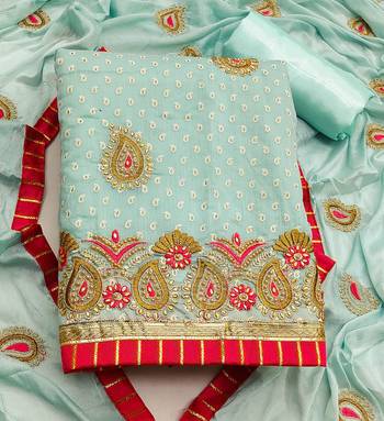 sea green cotton embroidered dress material 3