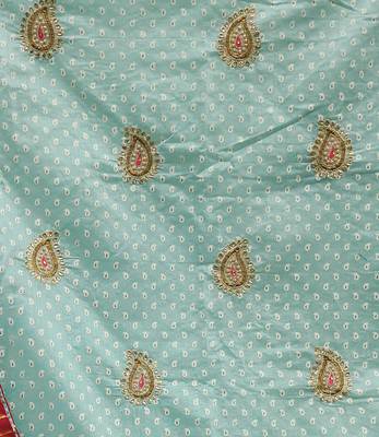 sea green cotton embroidered dress material 4