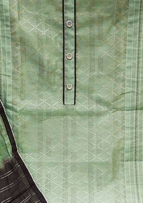 green chanderi thread embroidery dress material 4