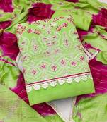 green georgette thread embroidery dress material
