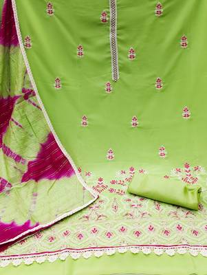 green georgette thread embroidery dress material 2