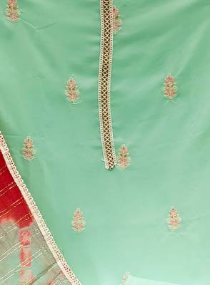 sea green georgette thread embroidery dress material 4