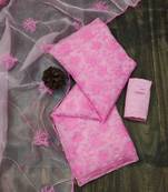 pink organza embroidered dress material