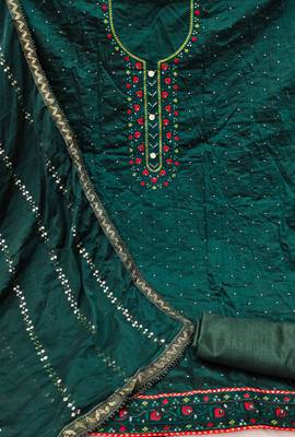 green cotton embroidered dress material 2