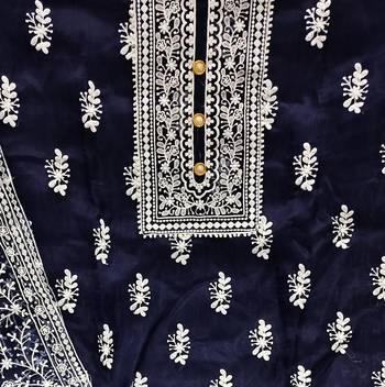 blue organza embroidered dress material 3