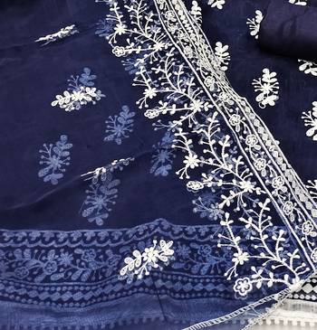 blue organza embroidered dress material 4