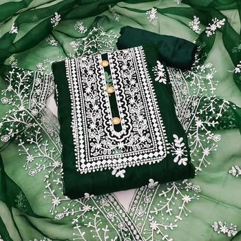 green organza embroidered dress material 1