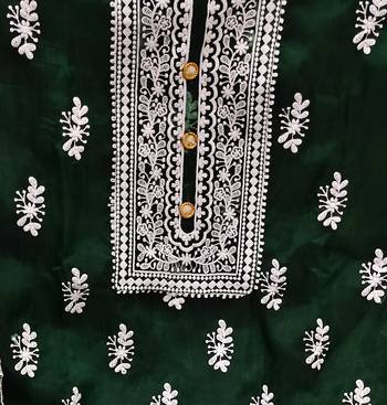 green organza embroidered dress material 3