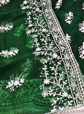 green organza embroidered dress material 4