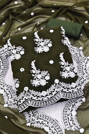 mehendi georgette embroidered dress material