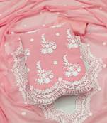 pink georgette embroidered dress material