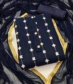 blue cotton embroidered dress material