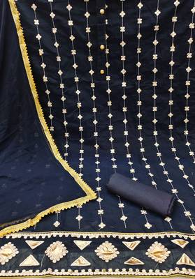 blue cotton embroidered dress material 2