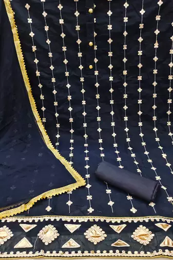 blue cotton embroidered dress material