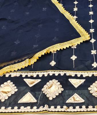 blue cotton embroidered dress material 4