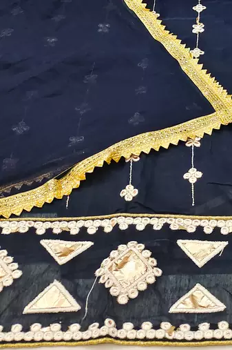 blue cotton embroidered dress material