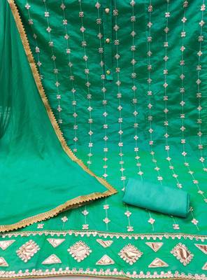sea green cotton embroidered dress material 2